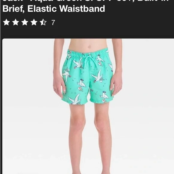 Cat & Jack Teal Swim Shorts NWT boys size 14 - Picture 9 of 9